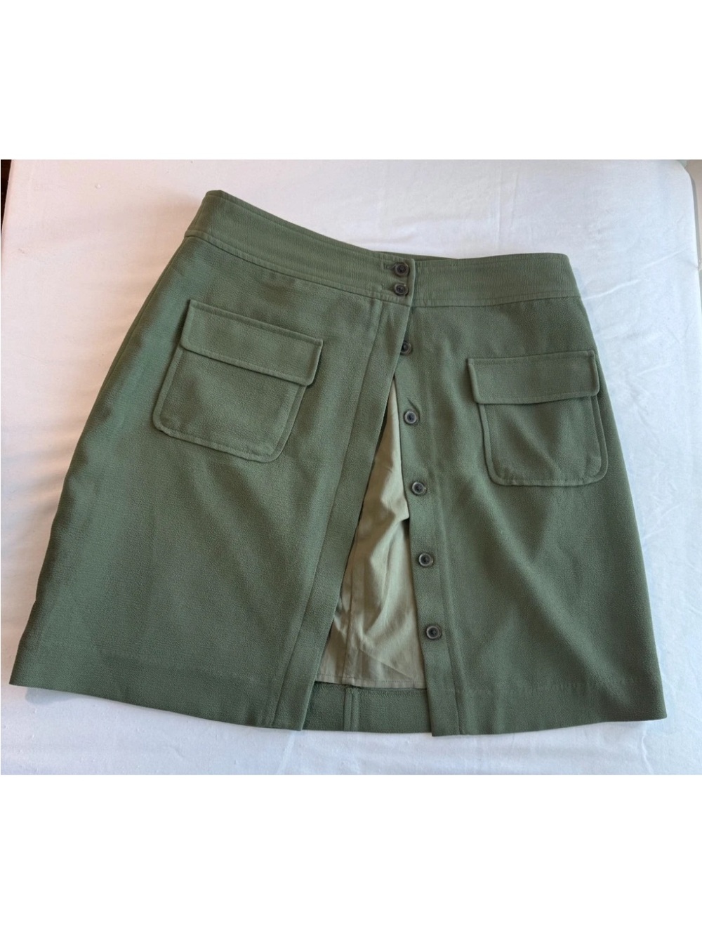 Banana Republic Olive Green Button-Front A-Line Skirt Women’s Size 8 Fully Lined - Picture 1 of 6